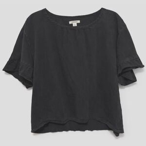 Goodthreads Black Ruffle‎ Sleeve Blouse Womens XL Minimalist Cottagecore Top